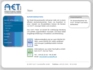 Homepage A.E.T. Kunststoffe GmbH