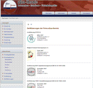 Homepage aQua-thermic GmbH