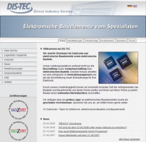 Homepage DIS-TEC GmbH & Co. KG