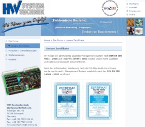 Homepage HW-Systemtechnik