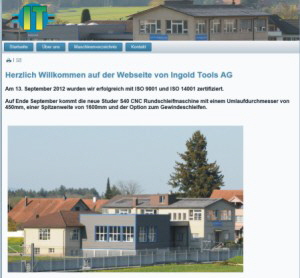 Homepage Ingold Tools AG (Schweiz)