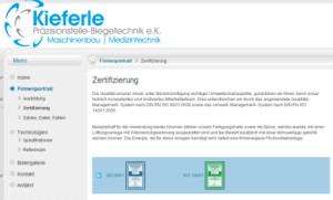 Homepage Kieferle Praezisionsteile Biegetechnik e.K.
