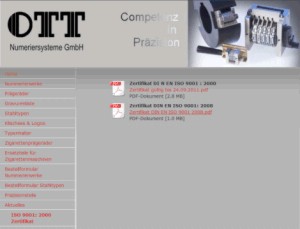 Homepage Ott Numeriersysteme GmbH