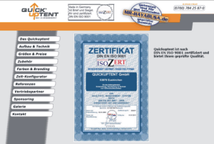 Homepage QUICKUPTENT GmbH