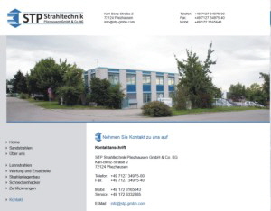 Homepage STP Strahltechnik Pliezhausen GmbH & Co. KG