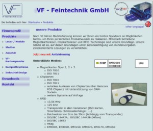 Homepage VF-Feintechnik GmbH